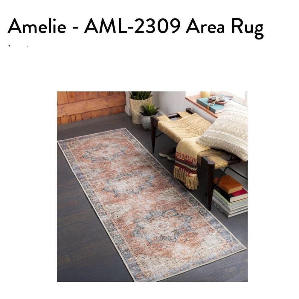 NWOT Surya Amelie AML-2309 Runner 2'7" x 14" Machine Washable